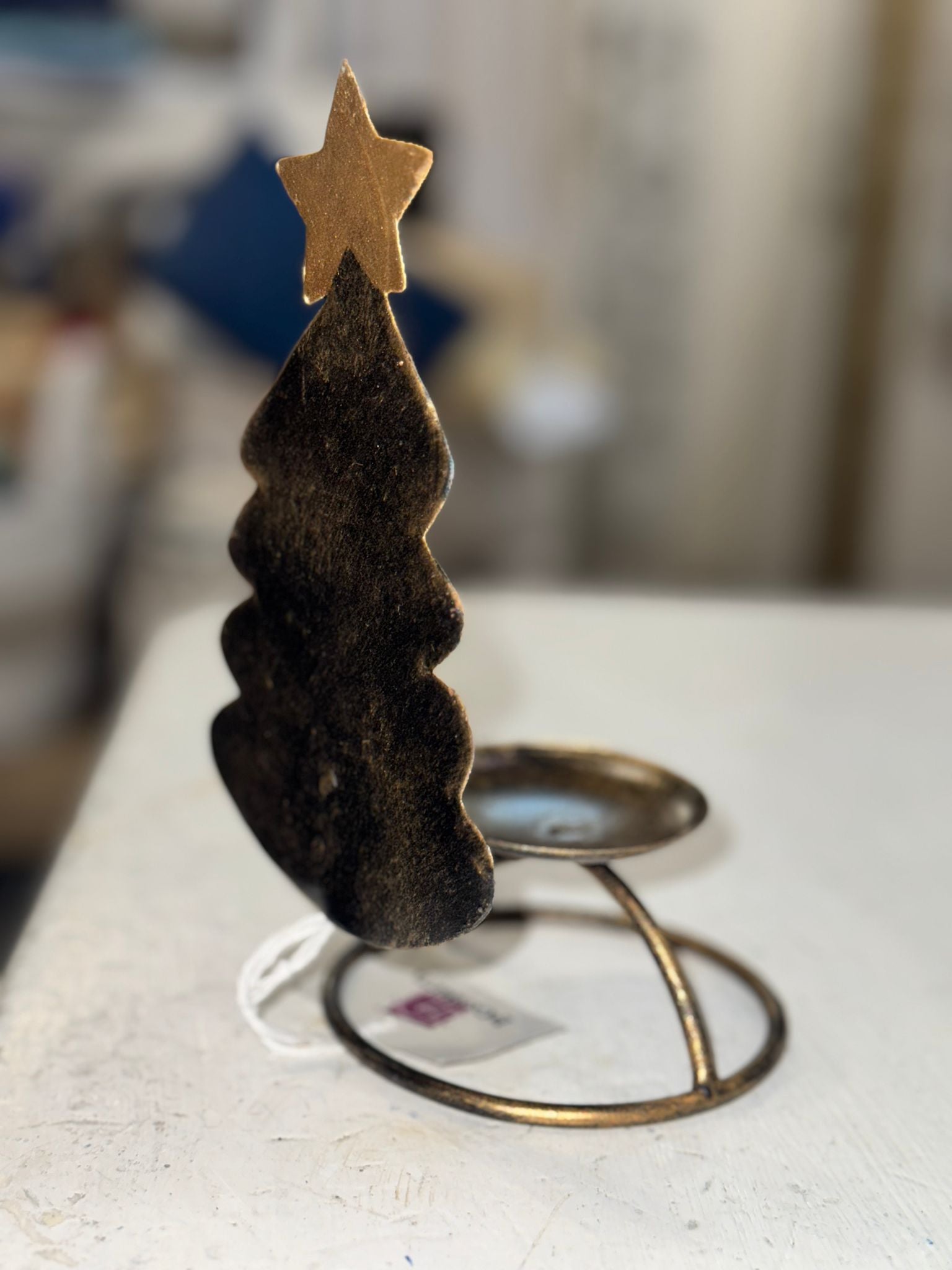 PORTA CANDELA PICC. ALBERO NATALE BASE TONDA FERRO