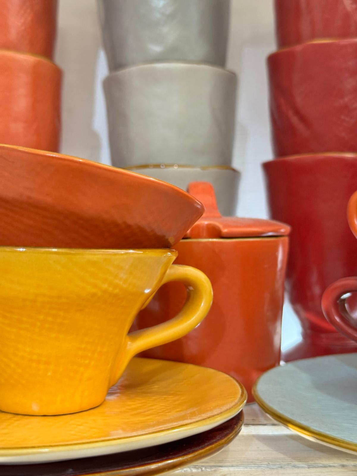 TAZZINA SVASATA CAFFÈ CON PIATTINO COLORI MIX