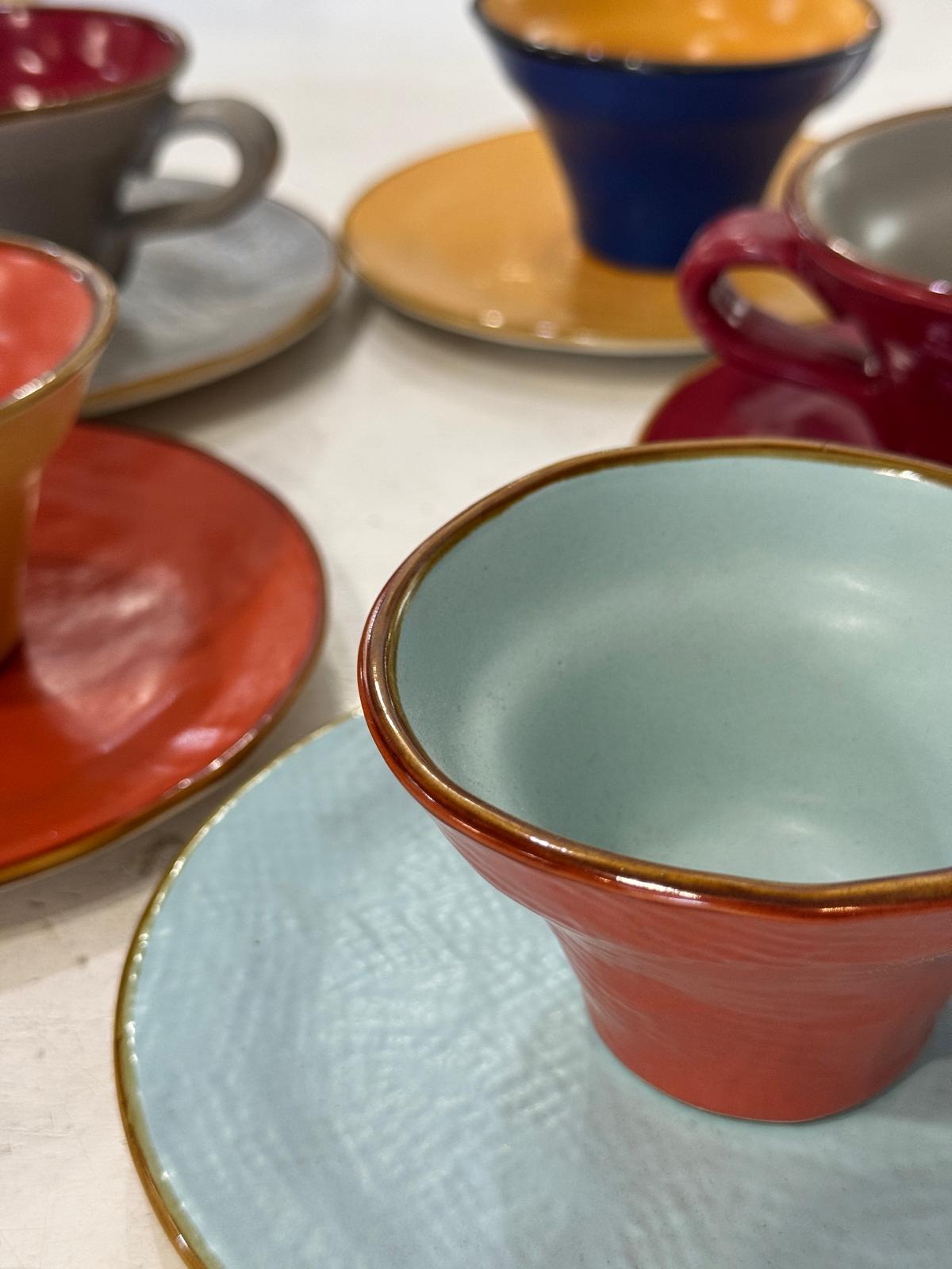 TAZZINA SVASATA CAFFÈ CON PIATTINO COLORI MIX