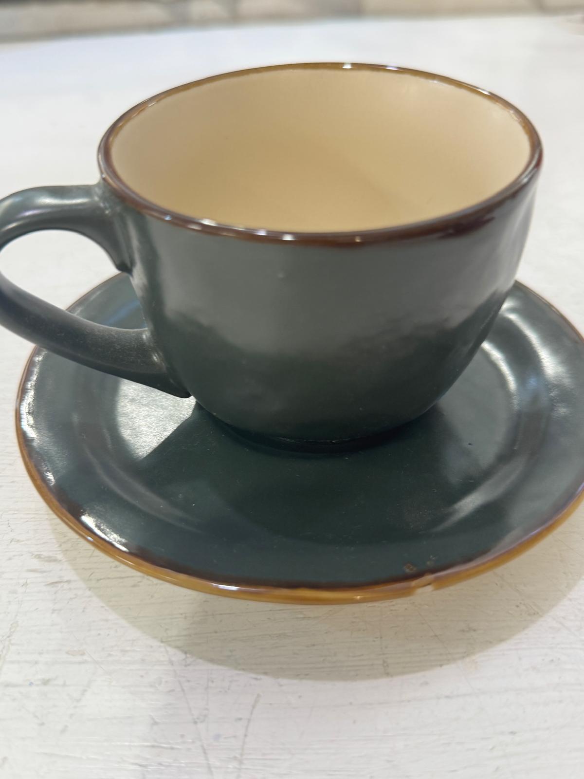 TAZZA MACCHIATO CON PIATTINO VERDE BOSCO