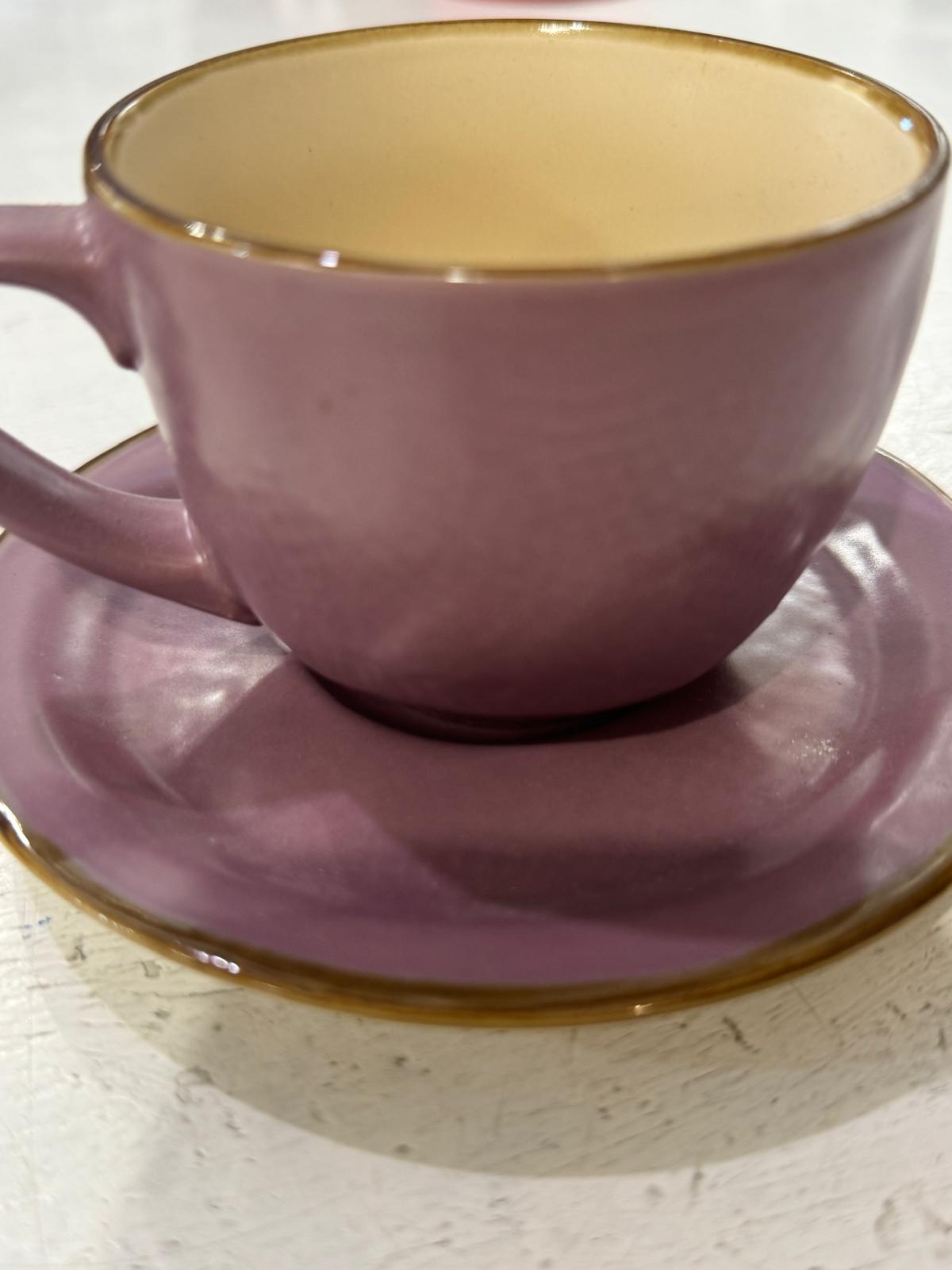 TAZZA MACCHIATO CON PIATTINO ROSA