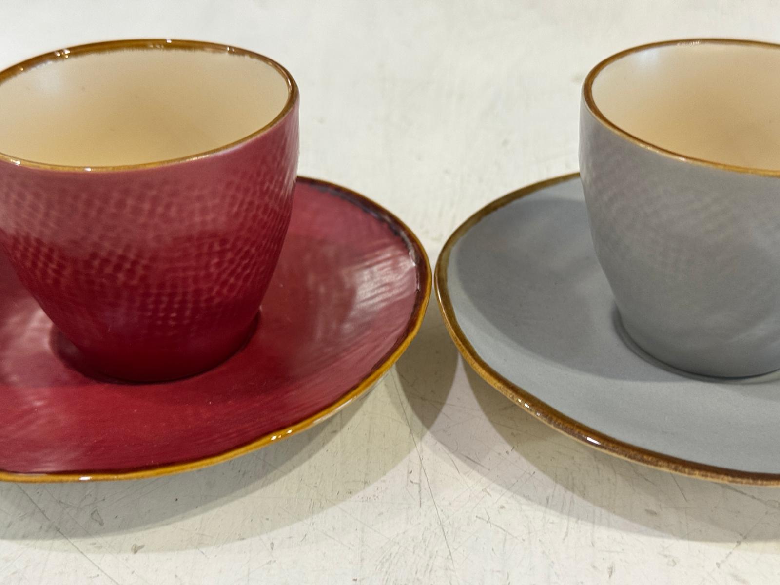 TAZZINA CAFFÈ CON PIATTINO COLORI MIX
