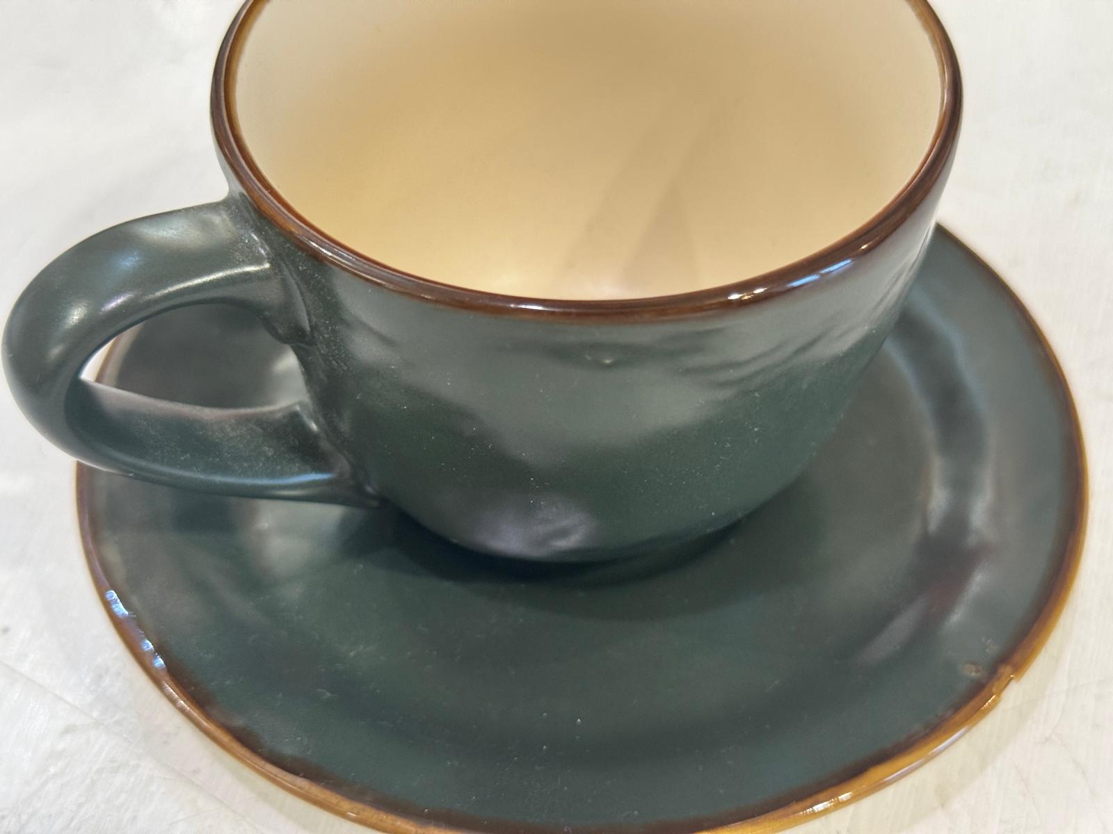 TAZZA MACCHIATO CON PIATTINO VERDE BOSCO
