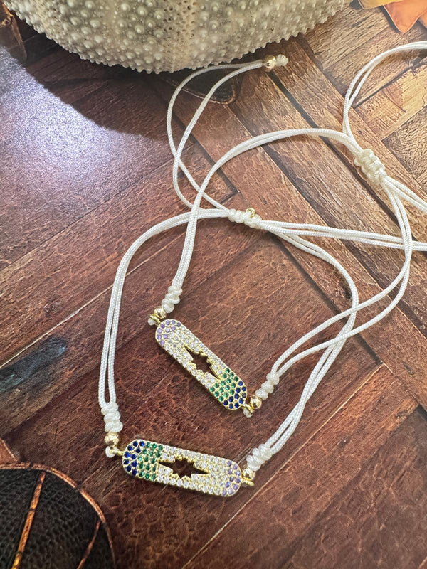 BRACCIALE FILO DI COTONE E PICCOLI ZIRCONI