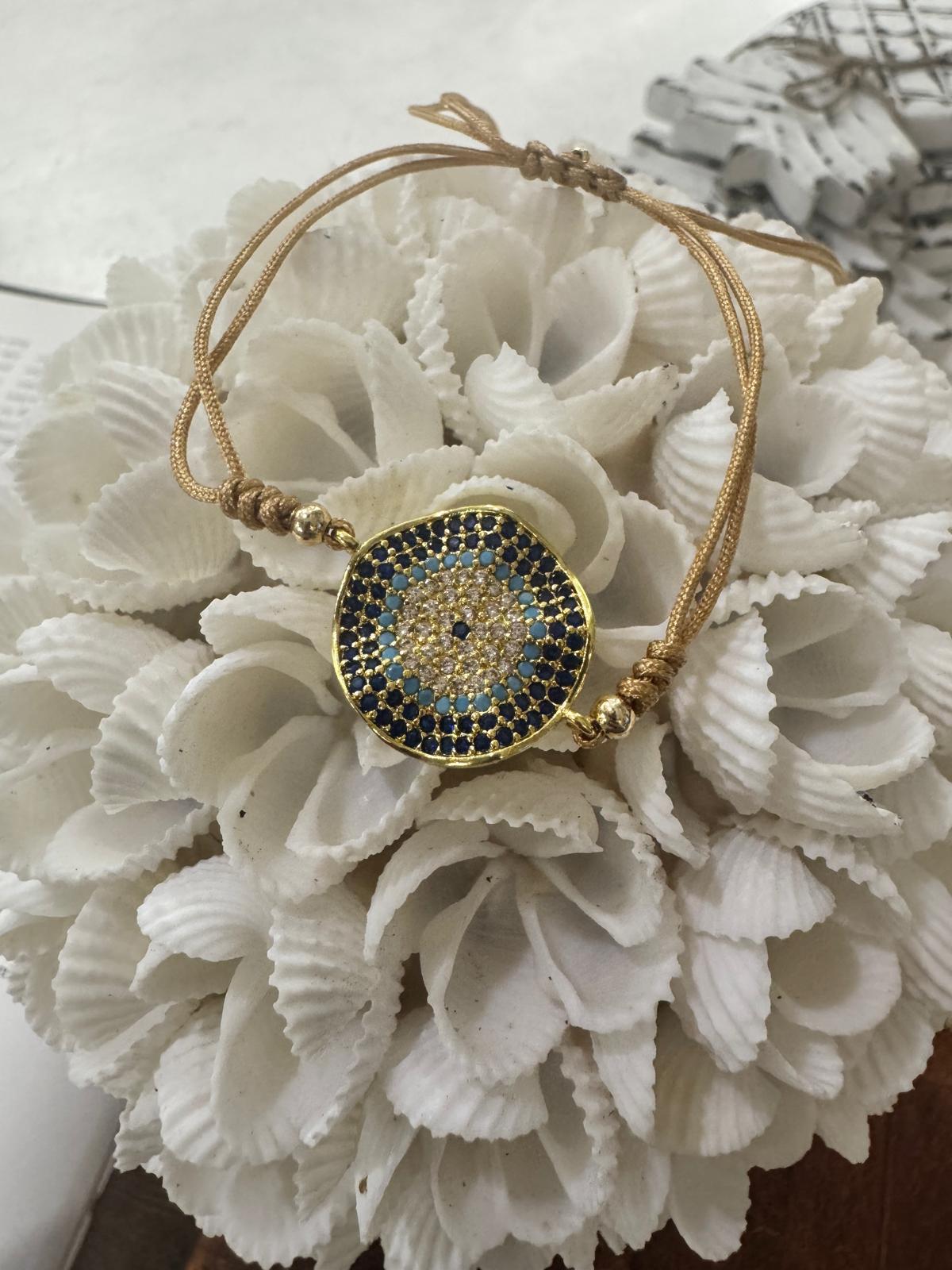 BRACCIALE FILO DI COTONE E PICCOLI ZIRCONI