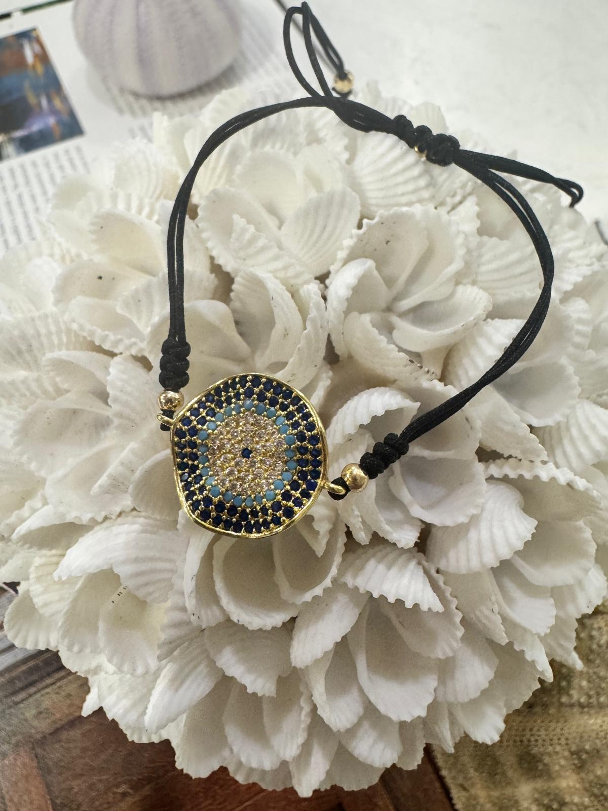 BRACCIALE FILO DI COTONE E PICCOLI ZIRCONI