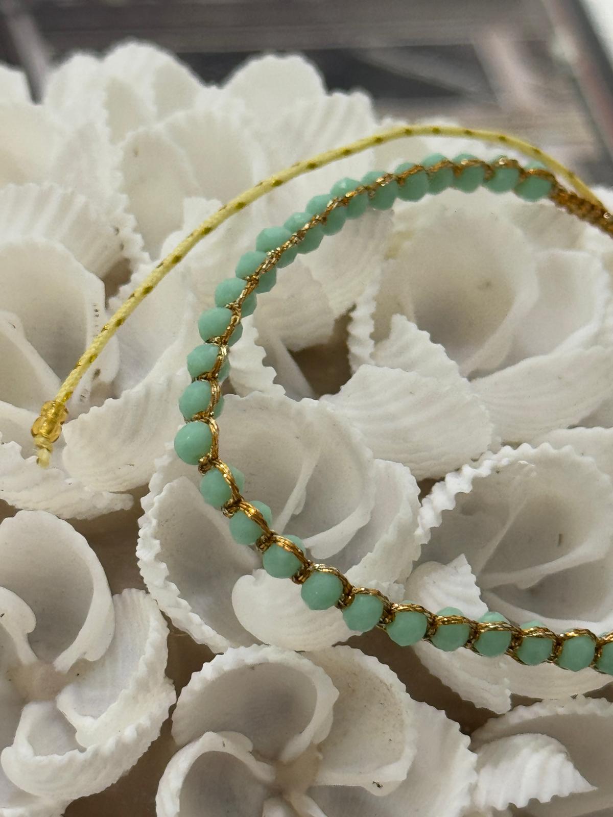 BRACCIALE FILO DORATO COTONE PIETRE DURE