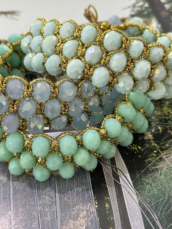 BRACCIALE FILO DORATO COTONE MIX PIETRE DURE, LEGNO, CRYSTAL