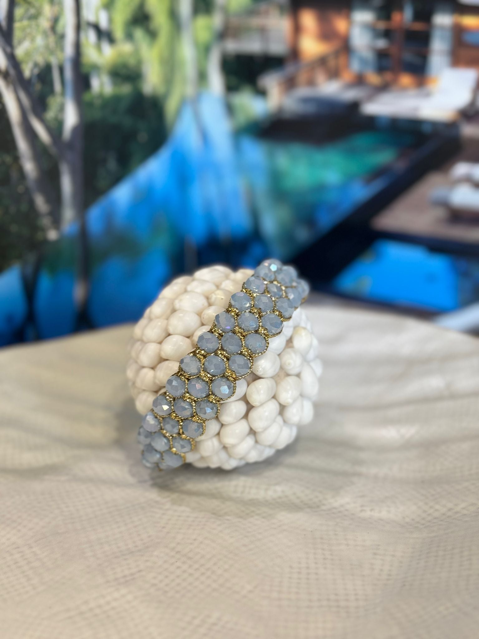 BRACCIALE FILO DORATO COTONE MIX PIETRE DURE, LEGNO, CRYSTAL