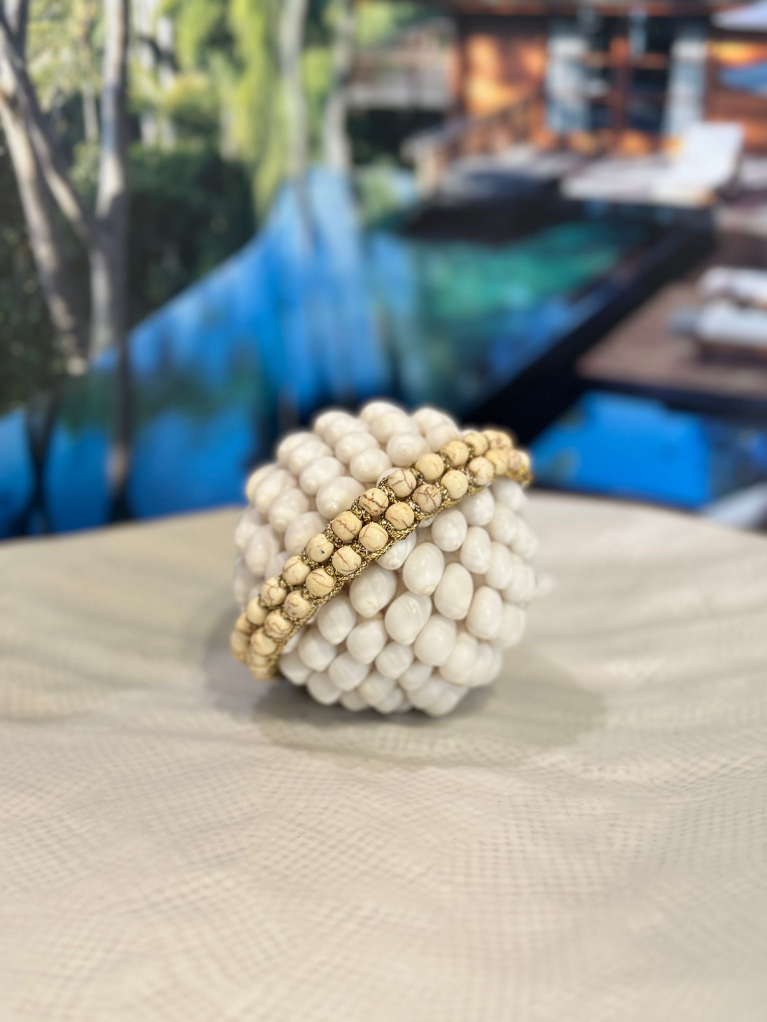 BRACCIALE FILO DORATO COTONE MIX PIETRE DURE, LEGNO, CRYSTAL