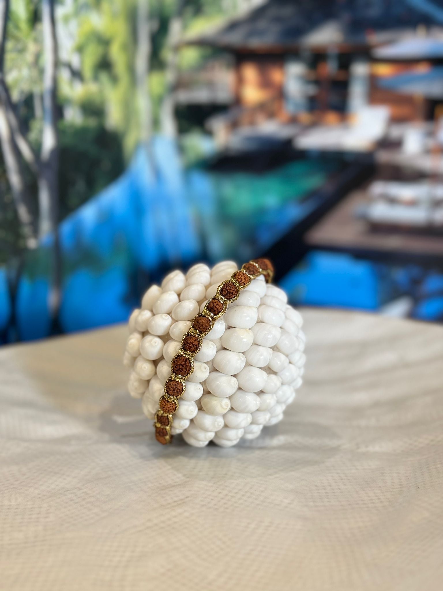 BRACCIALE FILO DORATO COTONE MIX PIETRE DURE, LEGNO, CRYSTAL