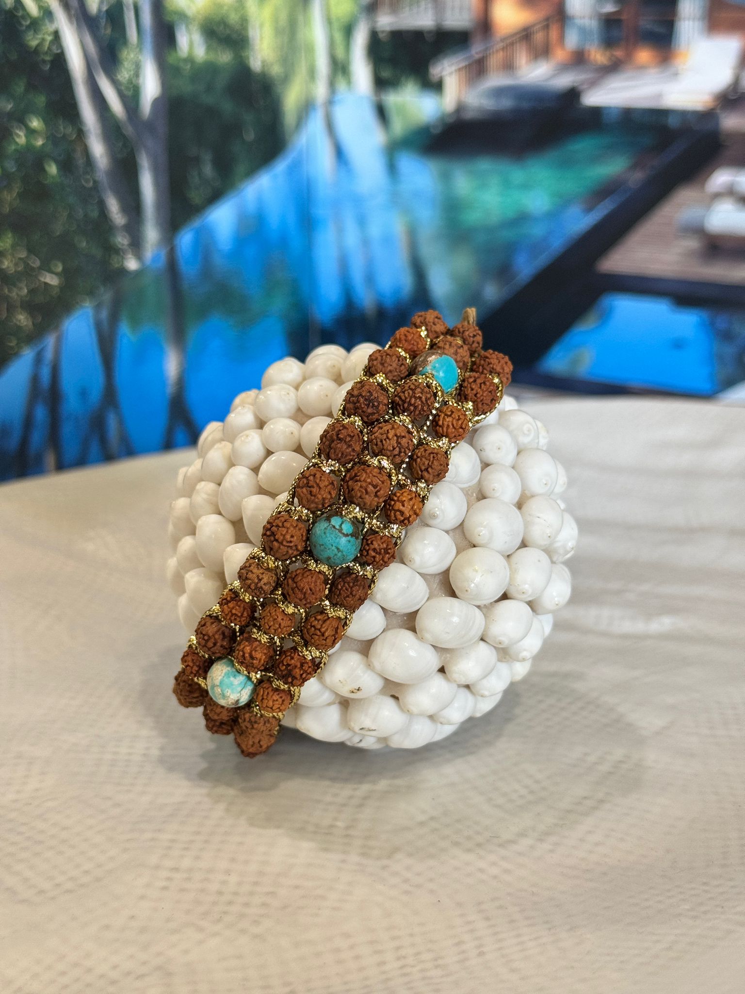 BRACCIALE FILO DORATO COTONE MIX PIETRE DURE, LEGNO, CRYSTAL