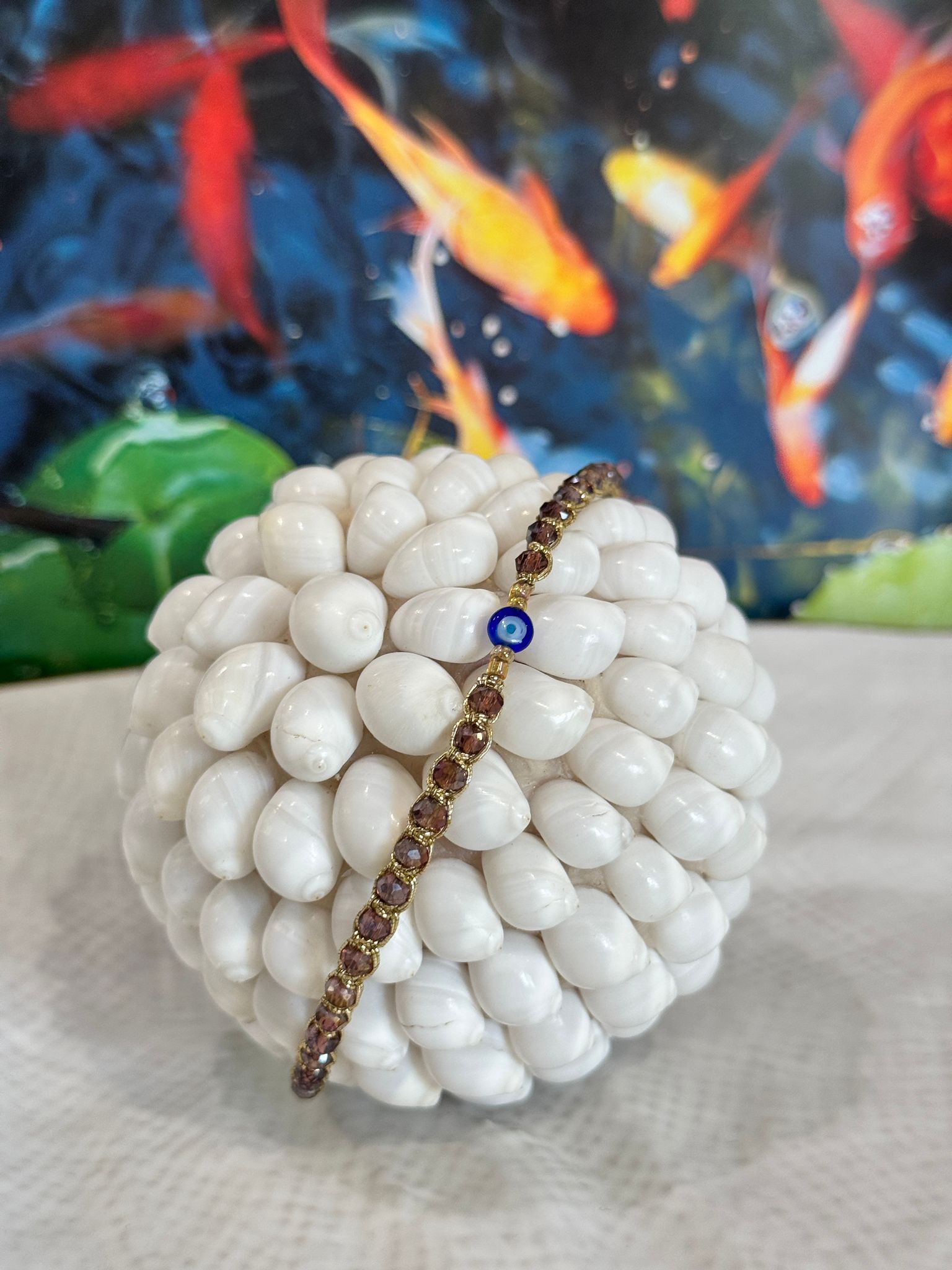 BRACCIALE FILO DORATO COTONE PIETRE DURE