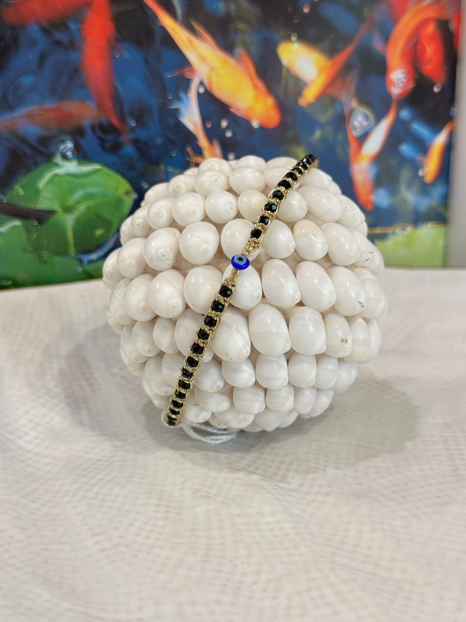 BRACCIALE FILO DORATO COTONE PIETRE DURE