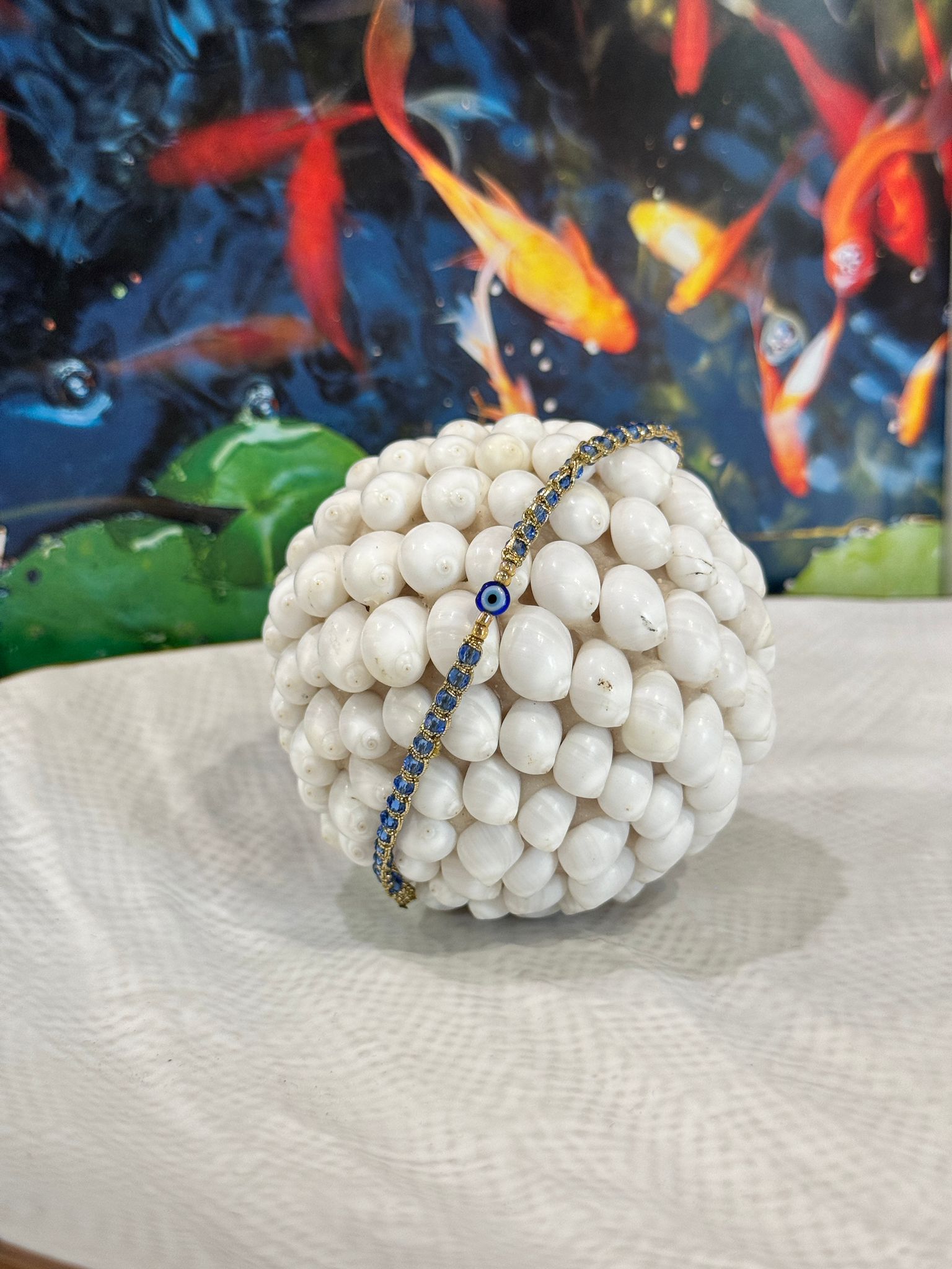 BRACCIALE FILO DORATO COTONE PIETRE DURE