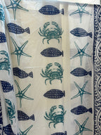 Tenda Voile Cotone Marina Fish Crab Star Tiffany e Blu | Tenda Mare 150x300 cm