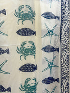 Tenda Voile Cotone Marina Fish Crab Star Tiffany e Blu | Tenda Mare 150x300 cm