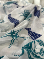 Tenda Voile Cotone Marina Fish Crab Star Tiffany e Blu | Tenda Mare 150x300 cm