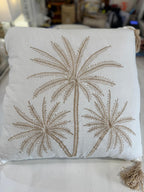 CUSCINO BIANCO TRE PALME STILIZZATE GOLD