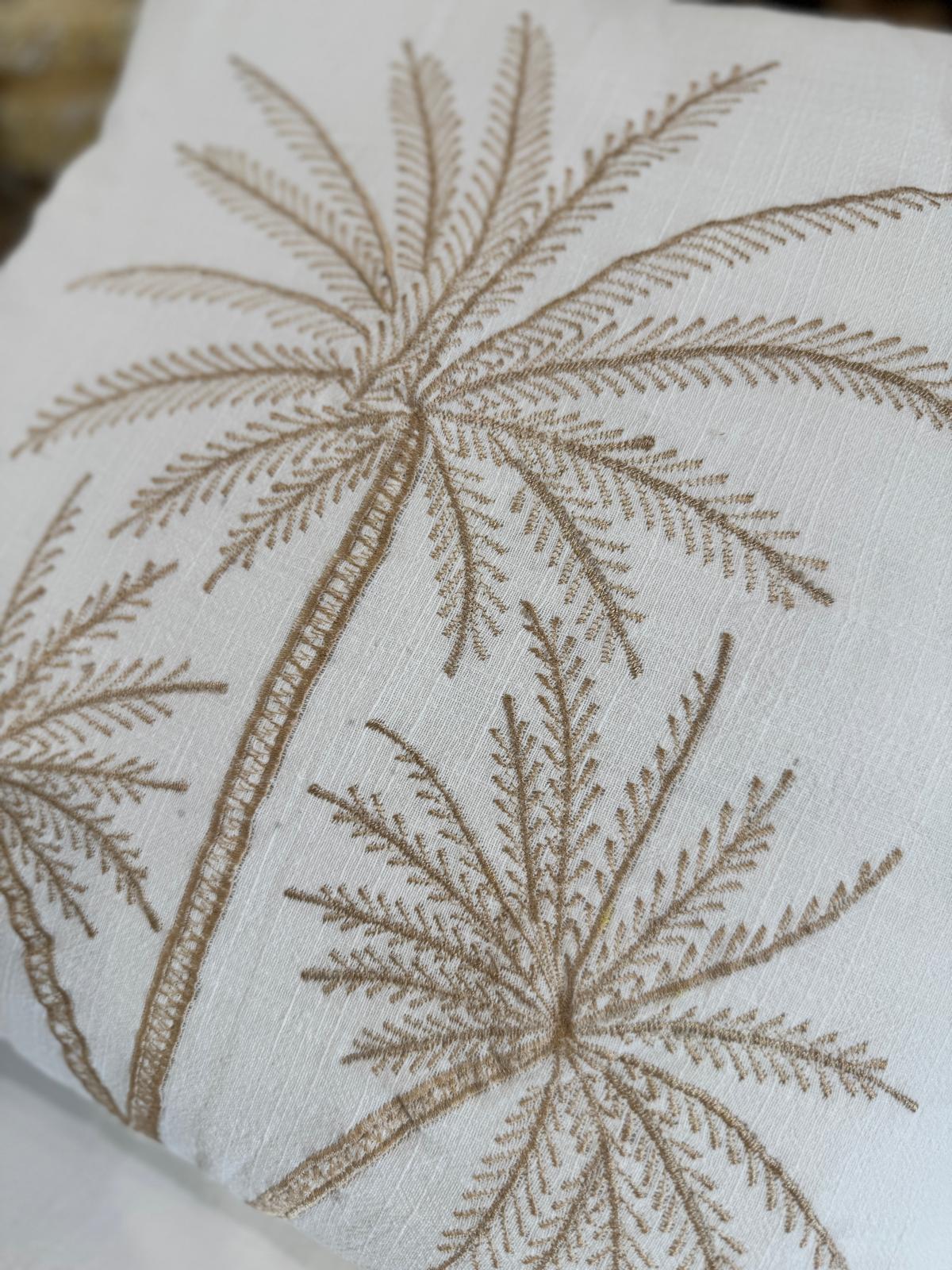 CUSCINO BIANCO TRE PALME STILIZZATE GOLD