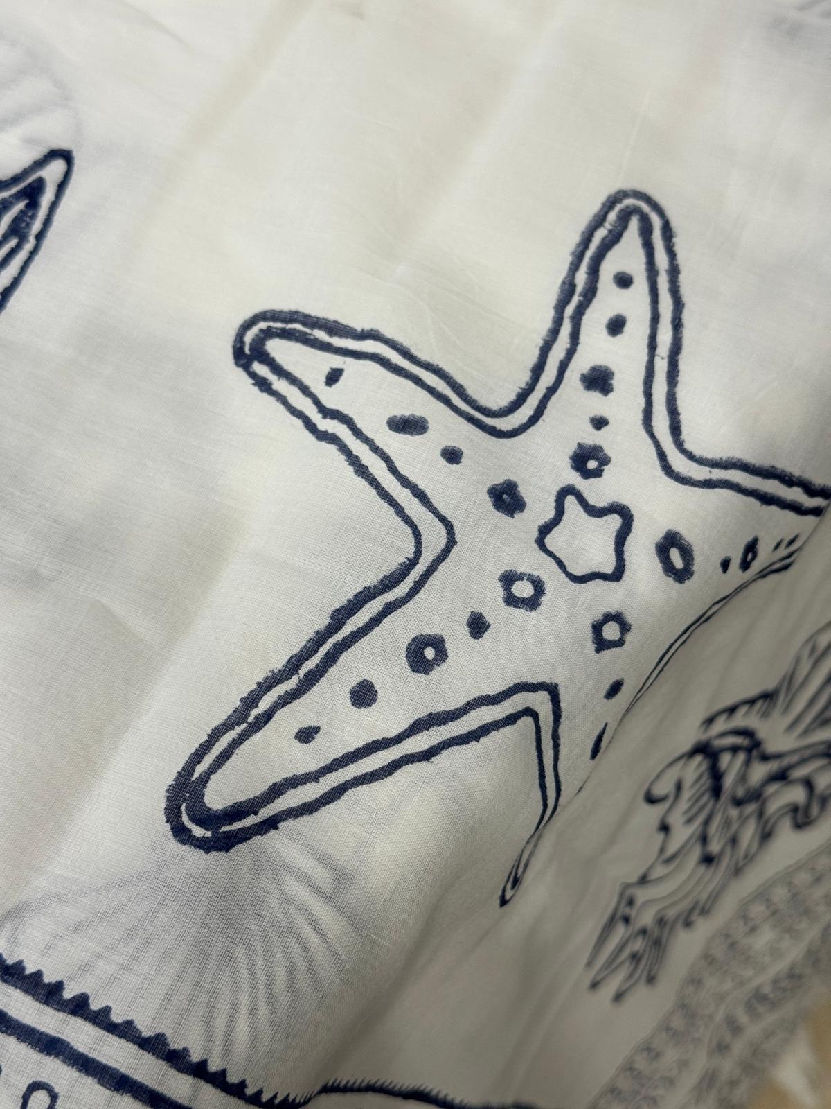 TENDA BIANCA CONCHIGLIE BLU
