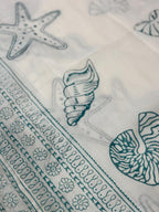 Tenda Voile Cotone Conchiglie Tiffany Green | Tenda Marina 150x300 cm