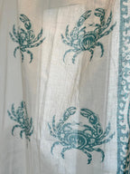 Tenda Voile Cotone Granchi Crab Tiffany Green | Tenda Marina 150x300 cm