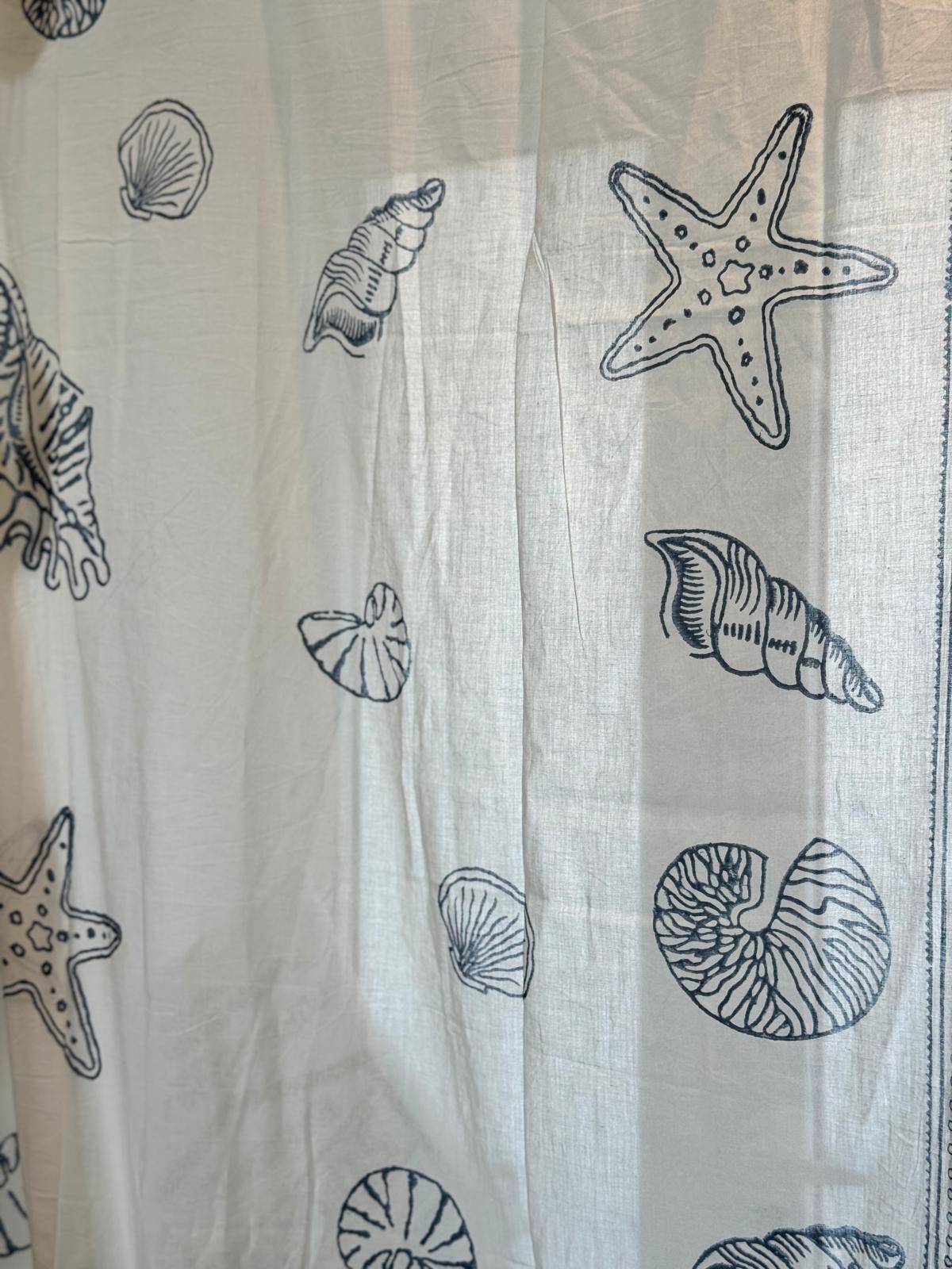 TENDA BIANCA CONCHIGLIE BLU