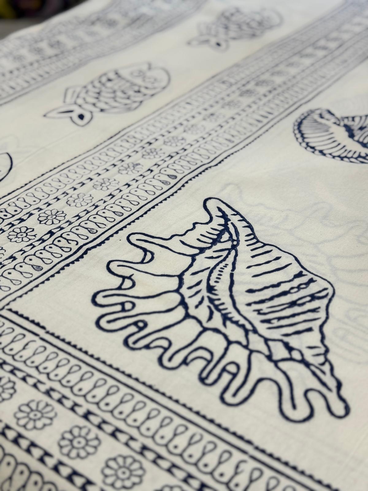 TELO BIANCO CONCHIGLIE BLU