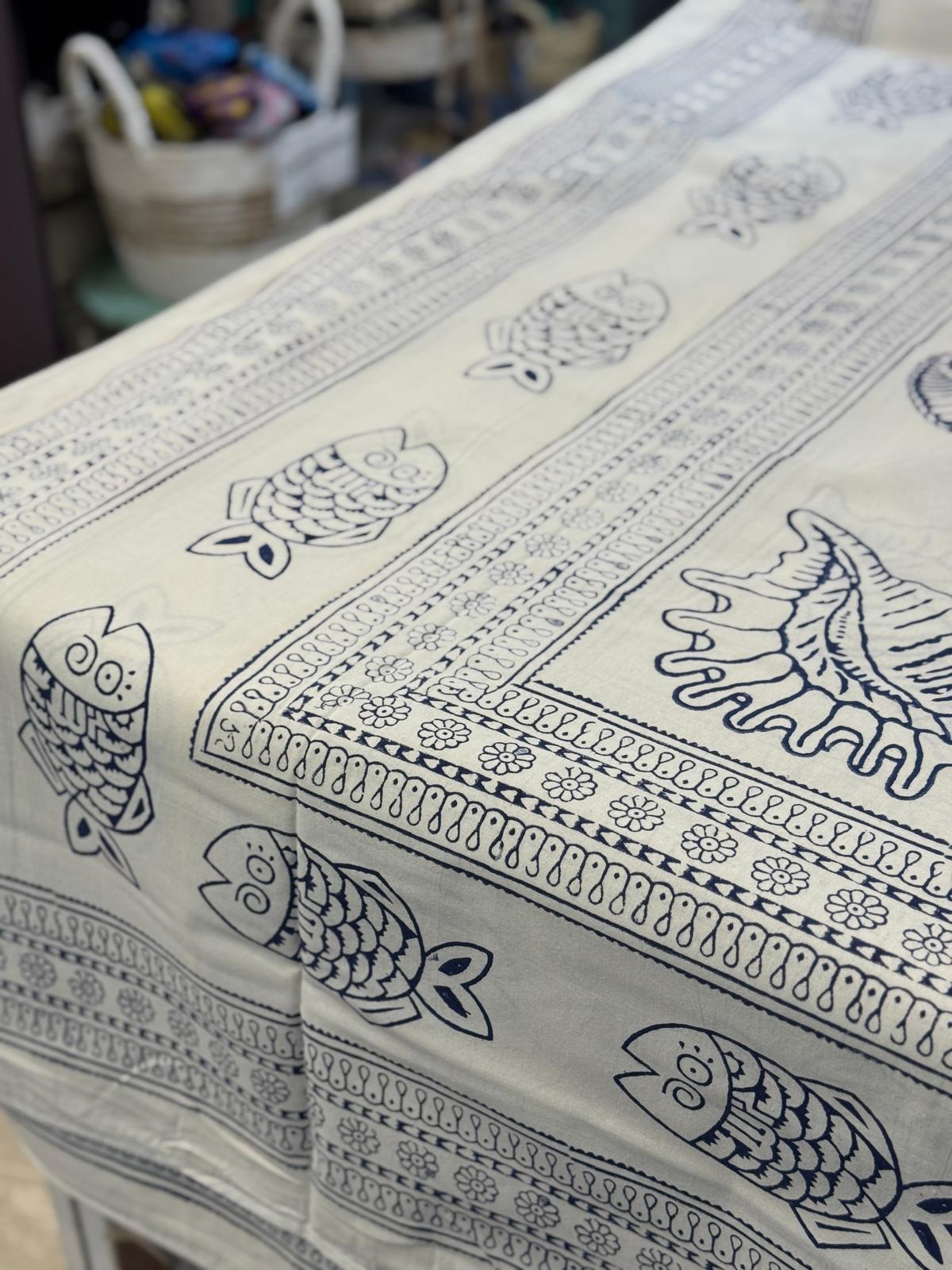 TELO BIANCO CONCHIGLIE BLU