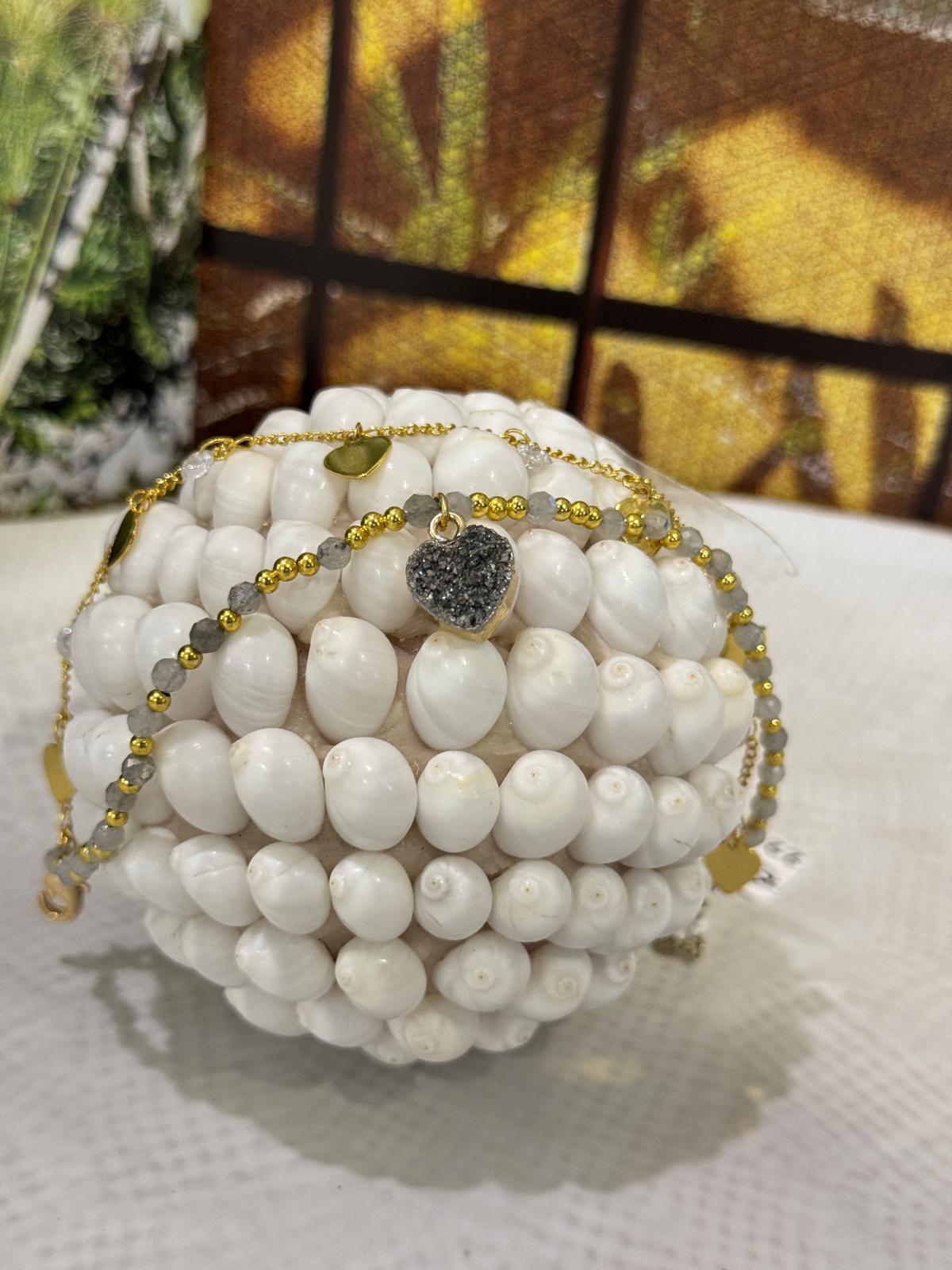 BRACCIALE MIX AMETISTA, PIETRA DELLA LUNA, PERLA DI FIUME E PIETRE DURE