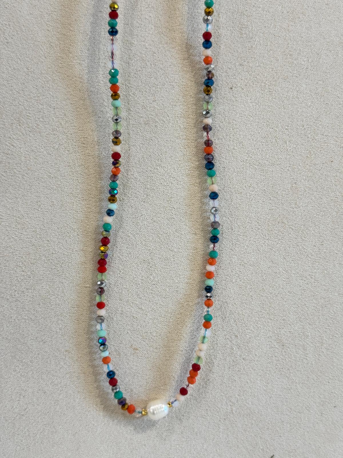 COLLANA MIX PIETRE DURE, PERLE, CRYSTAL E CONCHIGLIE