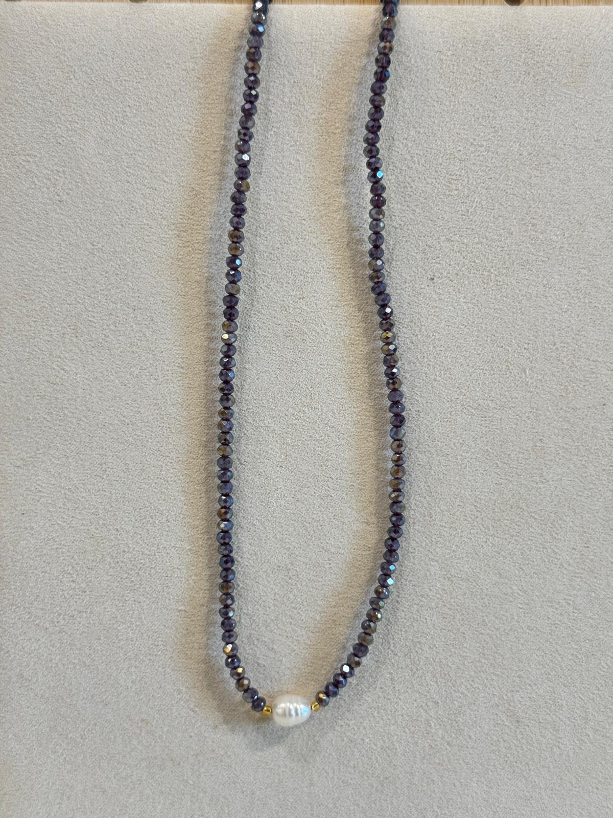 COLLANA MIX PIETRE DURE, PERLE, CRYSTAL E CONCHIGLIE