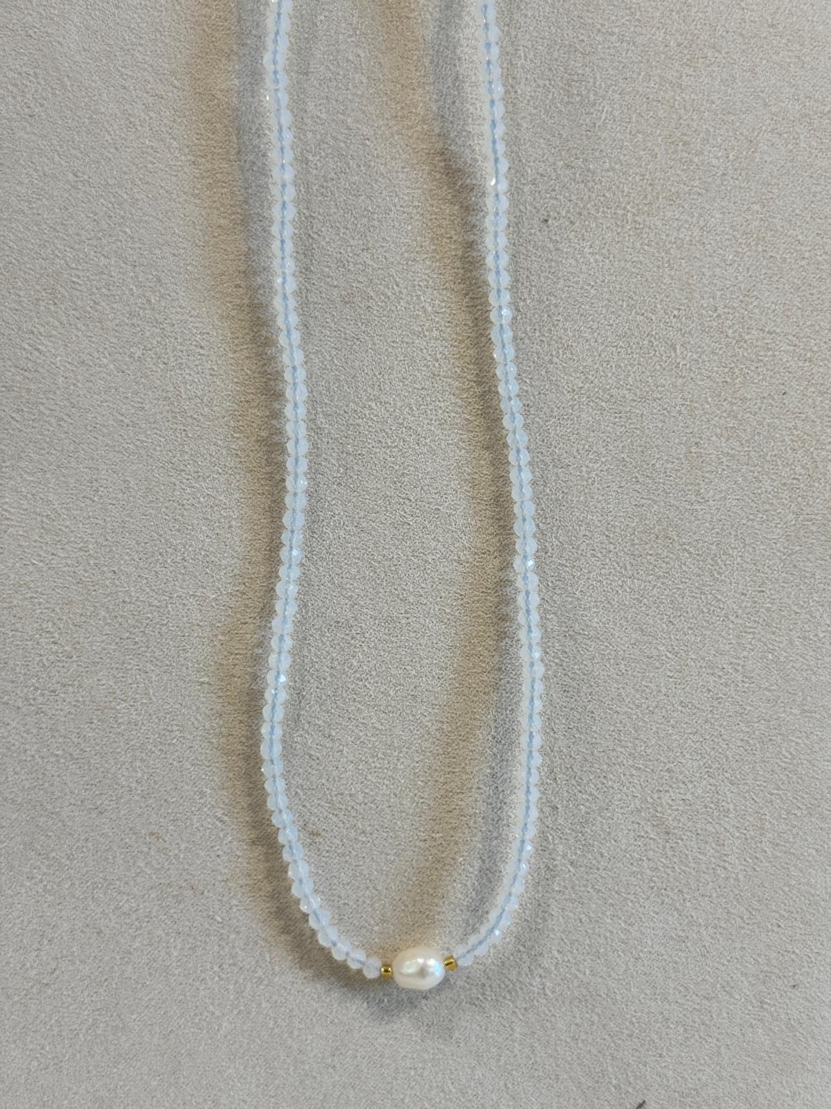 COLLANA MIX PIETRE DURE, PERLE, CRYSTAL E CONCHIGLIE