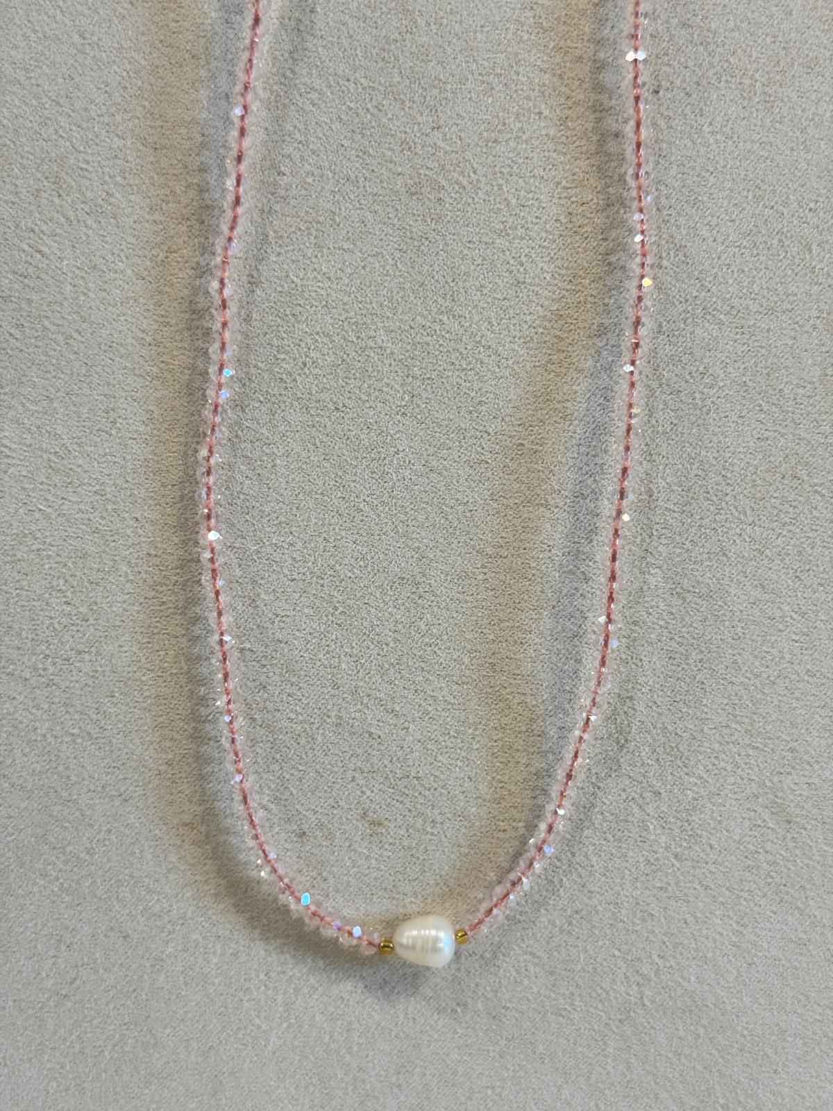 COLLANA MIX PIETRE DURE, PERLE, CRYSTAL E CONCHIGLIE