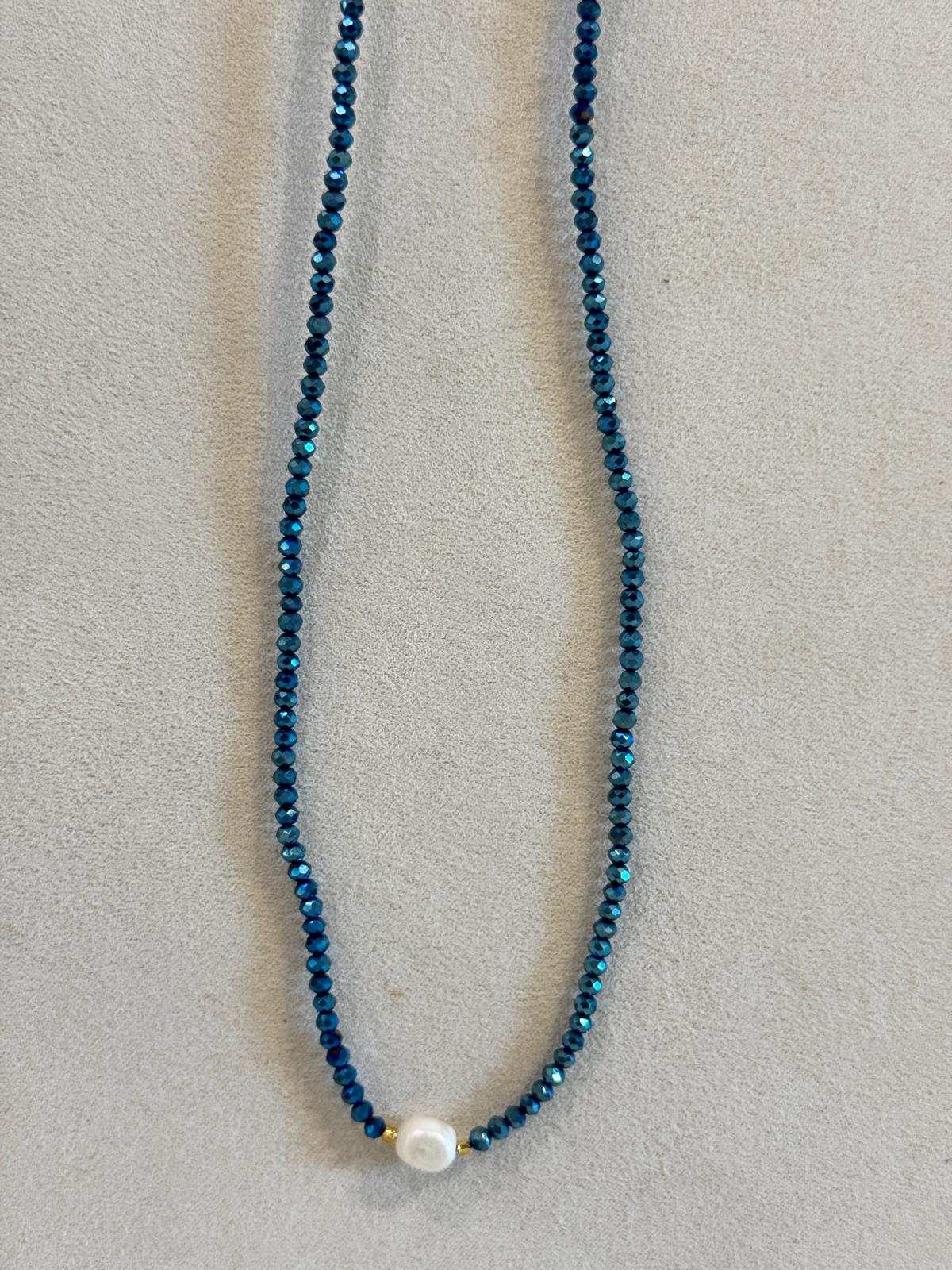 COLLANA MIX PIETRE DURE, PERLE, CRYSTAL E CONCHIGLIE