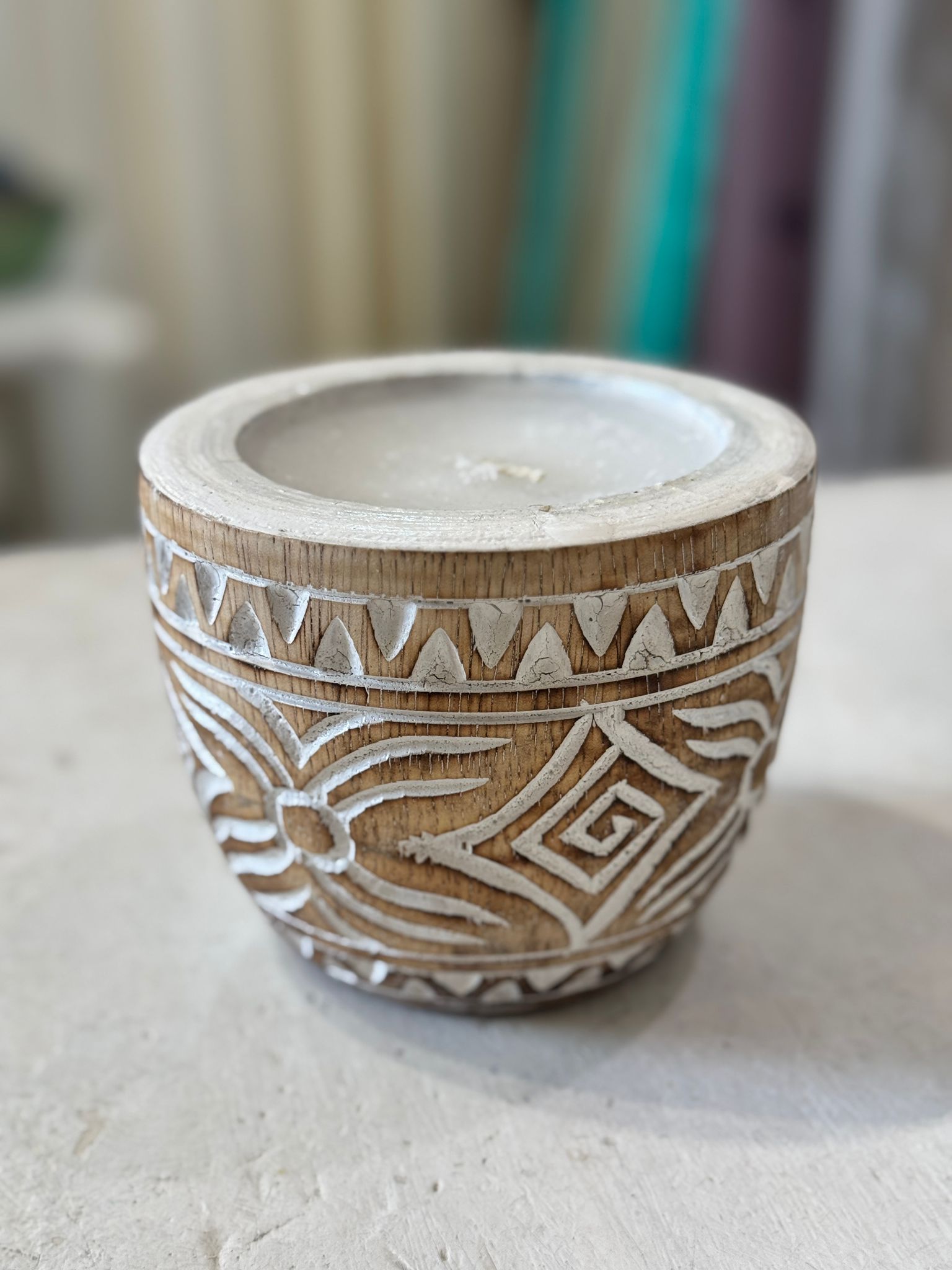 CANDELA LEGNO INTAGLIATO