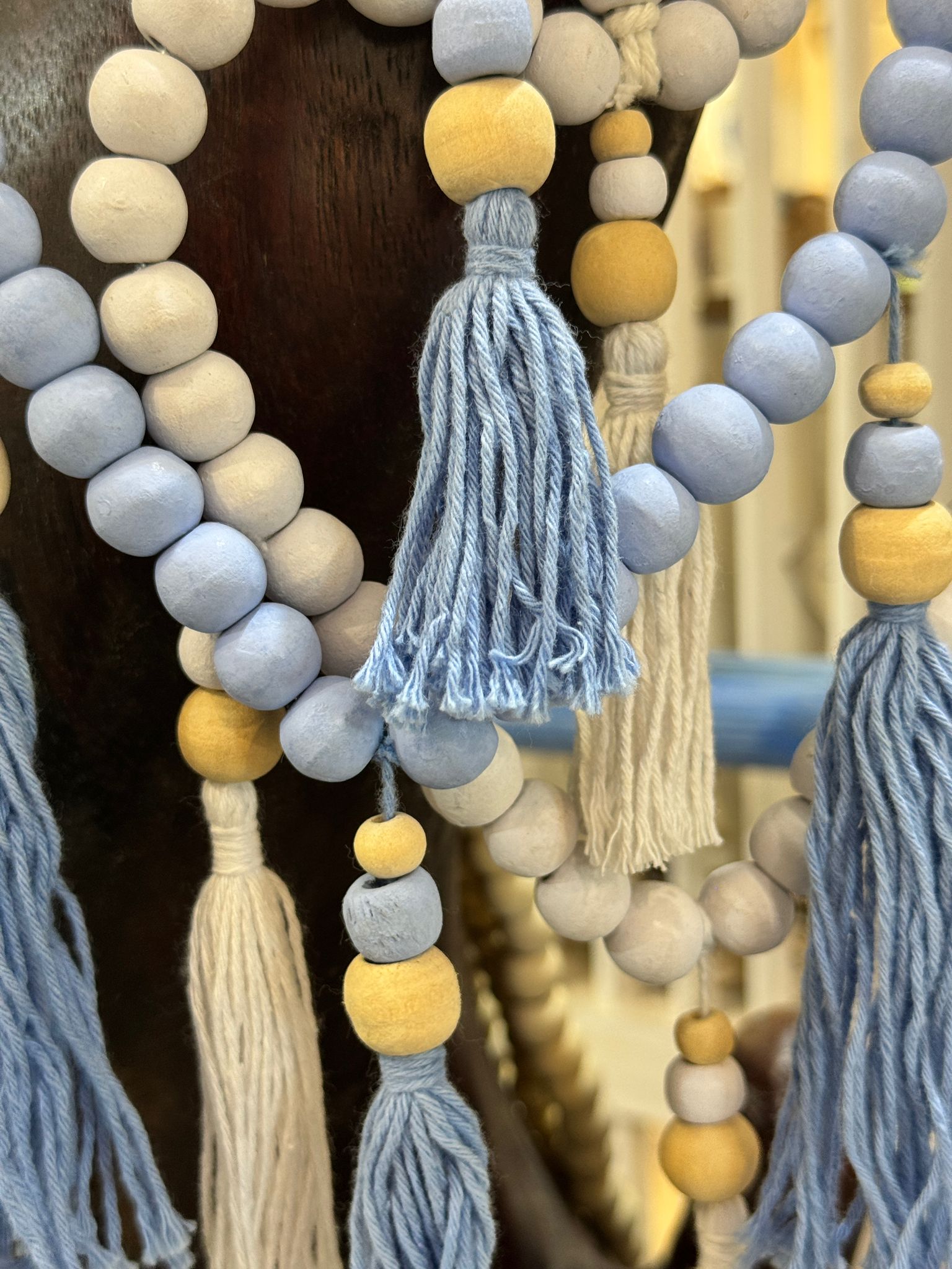 PENDENTE CUORE PALLINE LEGNO