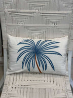 CUSCINO BIANCO PALMA BLU AVIO
