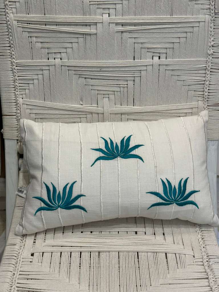 CUSCINO BIANCO FIORI DI LOTO VERDE TIFFANY