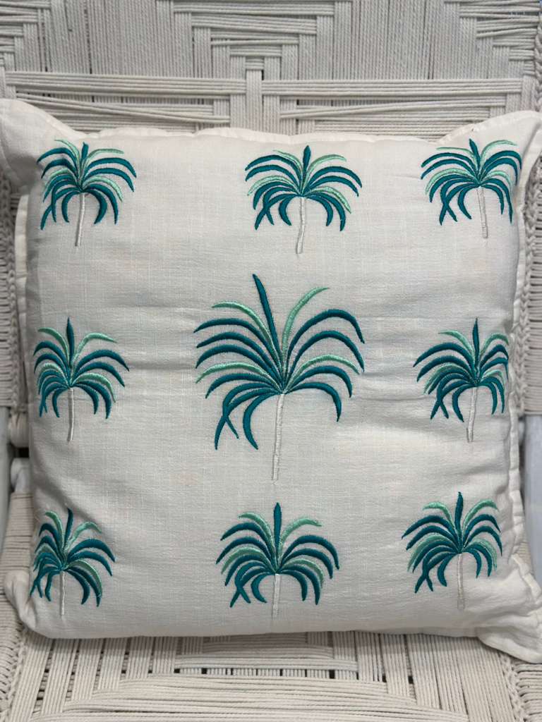 CUSCINO BIANCO FIORI DI LOTO VERDE TIFFANY