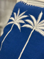 CUSCINO BLU PALMA BIANCA