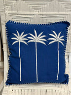 CUSCINO BLU PALMA BIANCA