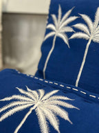 CUSCINO BLU PALMA BIANCA
