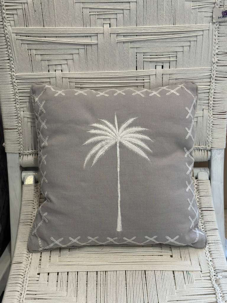 CUSCINO GRIGIO PALMA BIANCA