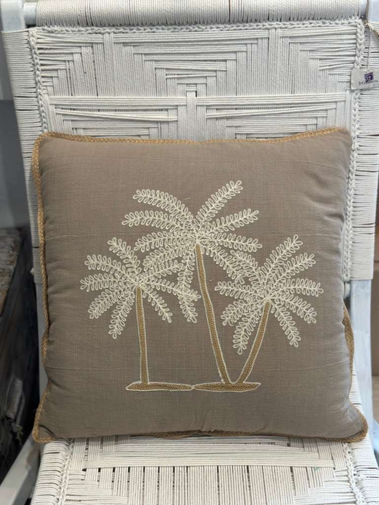CUSCINO LIGHT BROWN TRE PALME BIANCHE