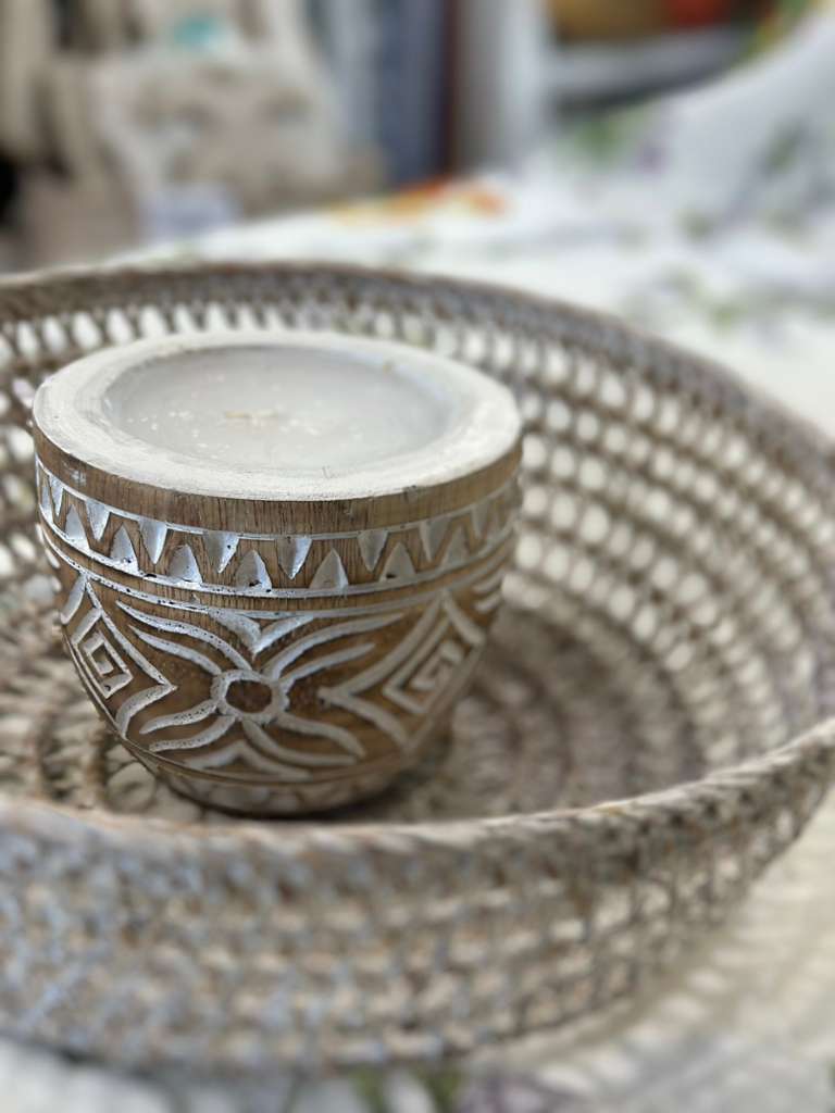 CESTINO TONDO TRAFORATO RATTAN