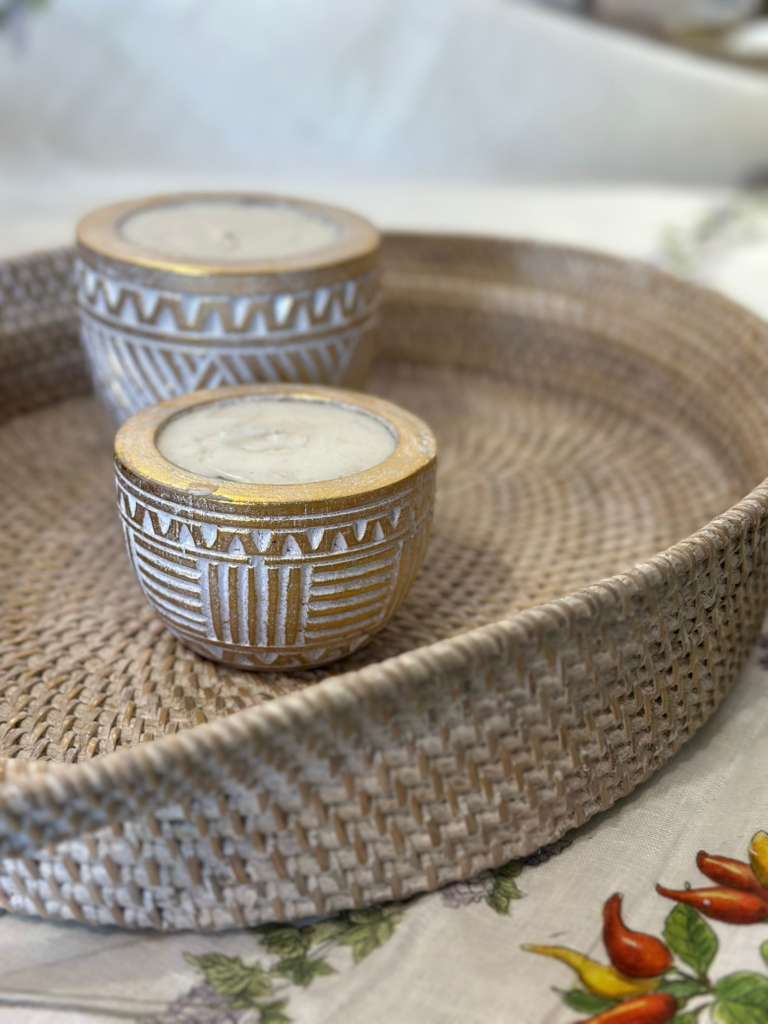 VASSOIO OVALE CON MANICO ESTERNO RATTAN