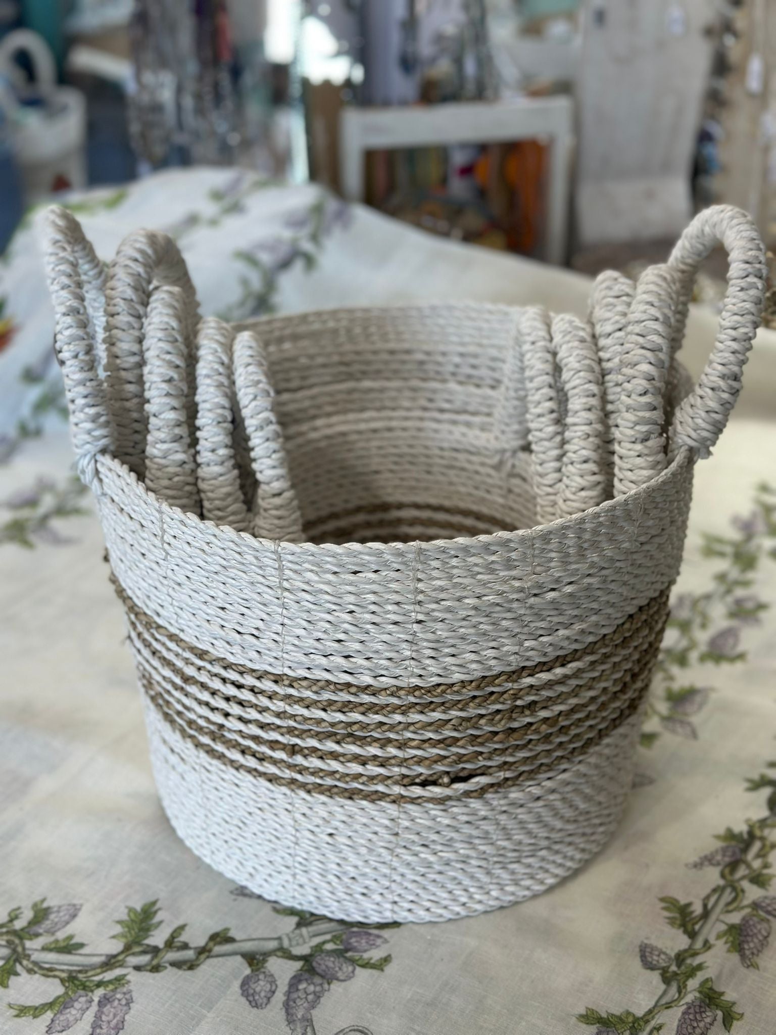 CESTA TONDA BIANCA MANICI ESTERNI