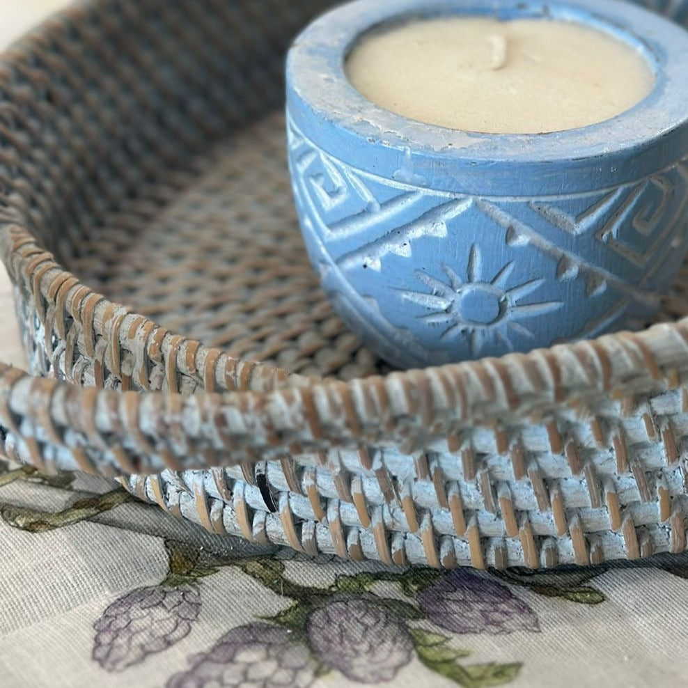 VASSOIO OVALE CON MANICO ESTERNO RATTAN